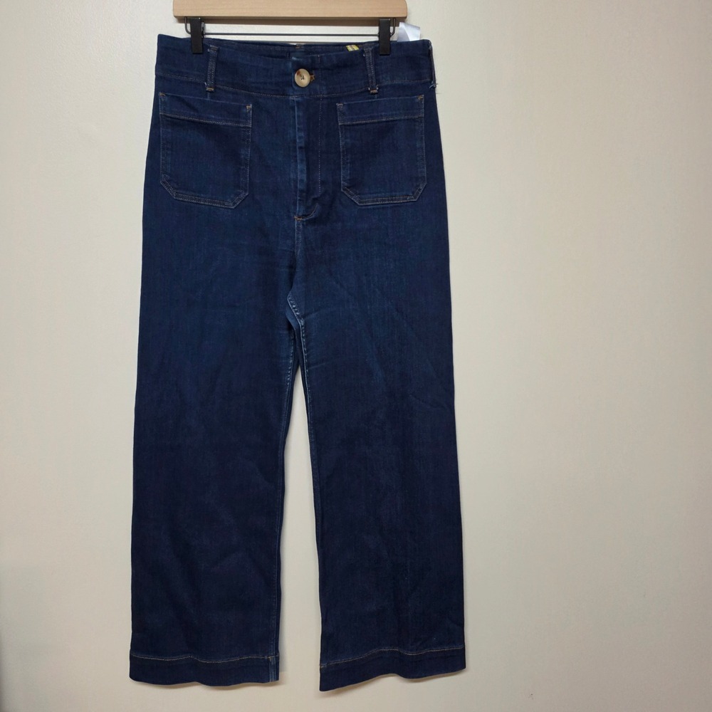 Maeve Anthropologie The Colette Wide Leg Jeans Dark Wash Blue Size 32x29